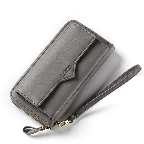 Planet Gates Gray Women Wallet Clutch Cell Phone Pocket Card Holder Long Wallets Female Wristband Ladies Handbag Purse HOT