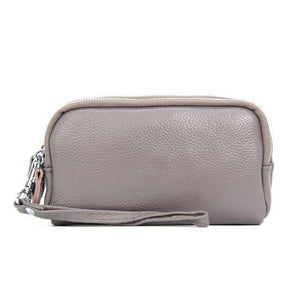 Planet Gates Gray Women Wallet Genuine Leather 3 layers Zipper Wristlet Bag Big Capacity Lady Clutch Coin Purse Mobile phone bag black