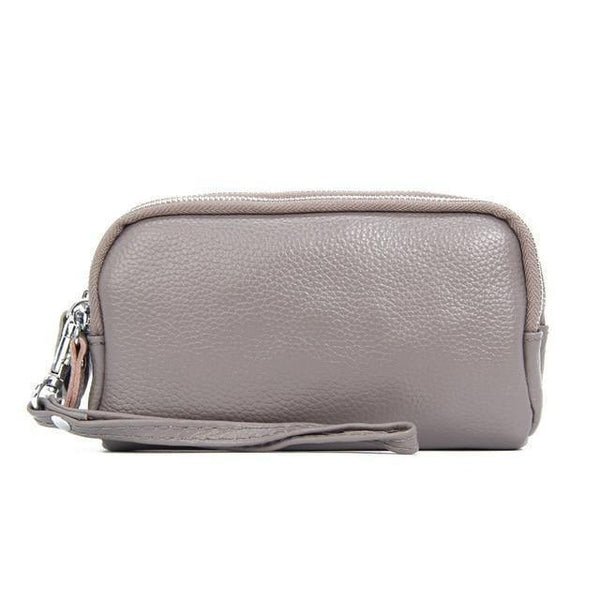 Planet Gates Gray Women Wallet Genuine Leather 3 layers Zipper Wristlet Bag Big Capacity Lady Clutch Coin Purse Mobile phone bag black