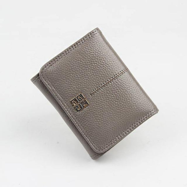 Planet Gates Gray Women Wallet Genuine Leather Short Card Holder Coin Purse Ladies Leather Wallets Mini Small Wallet High Quality Fashion Wallet