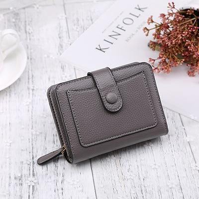 Planet Gates gray Women Wallets New Luxury Brand Red Black Small Mini Coin Purse Hasp Card Holder Lady Wallet Zipper Female Leather Buckle