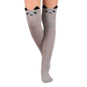 Planet Gates Gray Womens Over the Knee Girls Sexy Cotton High Socks Cute Cat Thigh High  Hosiery