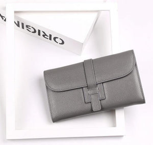 Planet Gates Gray Womens Wallets and Purses Fashion Large Capacity Ladies Purse Cowhide Luxury Handbags Women Bags Designer