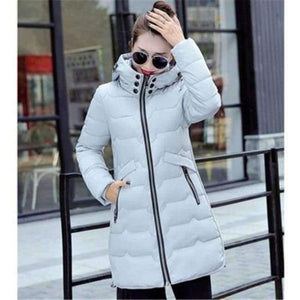 Planet Gates gray / XL Winter Jacket Women Cotton Long Jacket Fashion 2017 Girls Padded Slim Plus Size Hooded Parkas Stand Collar Coat C423