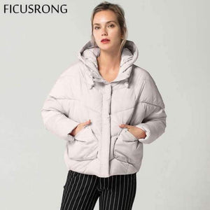 Planet Gates Gray / XL Winter Parkas Female Fashion Warm Winter Jacket Women Thick Hooded Womens Winter Jackets and Coats FICUSRONG New