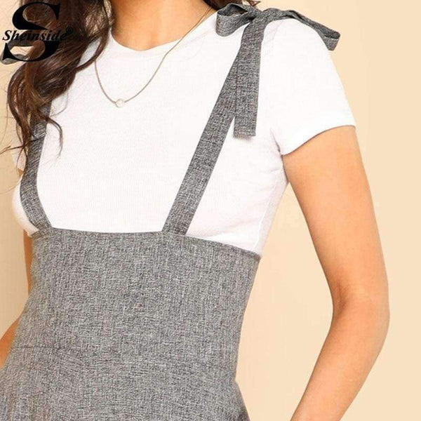 Planet Gates Gray / XS Self Tie Strap Wide Leg Jumpsuit  Spring Grey Sleeveless High Waist Loose OL Work Jumpsuit Women Elegant Jumpsuit