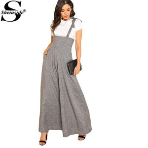 Planet Gates Gray / XS Self Tie Strap Wide Leg Jumpsuit  Spring Grey Sleeveless High Waist Loose OL Work Jumpsuit Women Elegant Jumpsuit