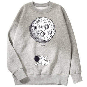 Planet Gates gray / XXL Astronaut Man Hoodie Cartoon Printing Men Sweatshirts Fleeve O-Neck Male Hoodies Punk Trend Sweatshirt For Mens