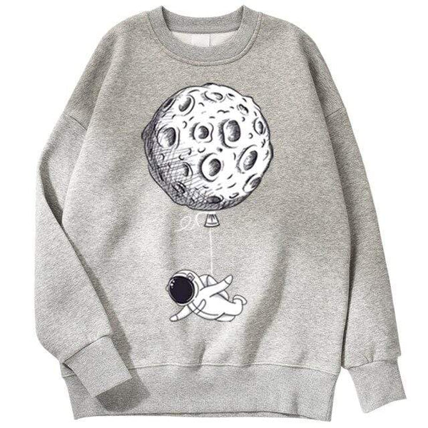 Planet Gates gray / XXL Astronaut Man Hoodie Cartoon Printing Men Sweatshirts Fleeve O-Neck Male Hoodies Punk Trend Sweatshirt For Mens