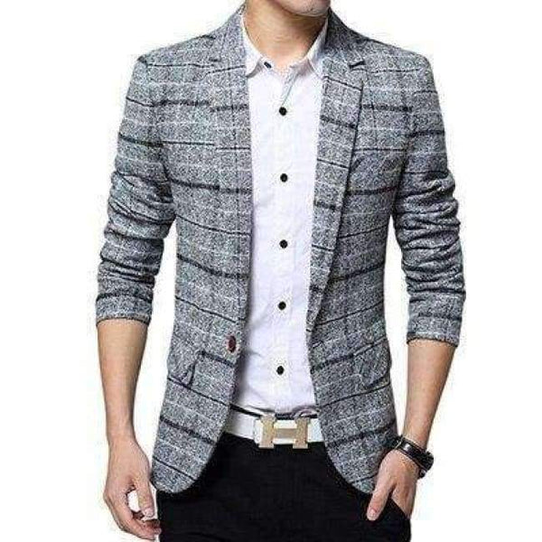 Planet Gates Gray / XXXL 2017 New Arrival Business mens blazer Casual Blazers Men lattice Formal jacket Popular Design Men Dress Suit Jackets