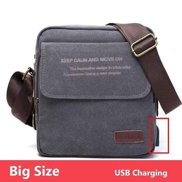 Planet Gates gray2 USB Bag High Quality Men Canvas Shoulder Bag Casual Travel Men's Crossbody Bag Male Messenger Bags 3 Size