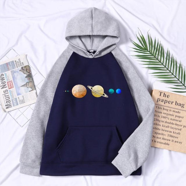 Planet Gates GrayDarkBlue / XXL Solar System Planets Colour Mens Sweatshirt O-neck Hip Hop Hoodie Leisure Polyester Clothing  Autumn Moletom Masculino
