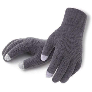 Planet Gates GrayNoLogo / One Size Winter Autumn Men Knitted Gloves Touch Screen High Quality Male Thicken Warm Wool Cashmere Solid Gloves Men Mitten Business