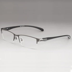 Planet Gates GraySemiRim Eyeglasses Frame for Men Eyewear Flexible Temples Legs IP Electroplating Alloy Material,Full Rim and Half Rim