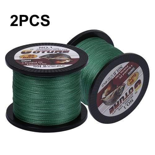 Planet Gates Green / 0.4 2pcs 500M PE Braided Fishing Line Multifilament 4 Strands Fishing Cord Carp Fishing Lines 12-80LB 6 Colors
