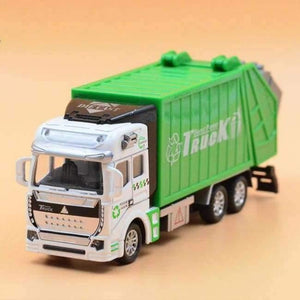 Planet Gates Green 1:32 Alloy Sanitation Engineering Vehicle Simulation Garbage Truck Model Gift for Children Toys,Pullback,20.5CM