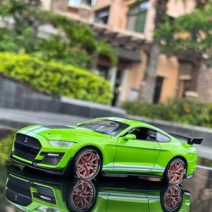Planet Gates Green 1/32 Simulation Ford Mustang Shelby GT500 Model Car Boy Alloy Sound and Light Pull Back Boy Toy Car Gift Collection Decoration