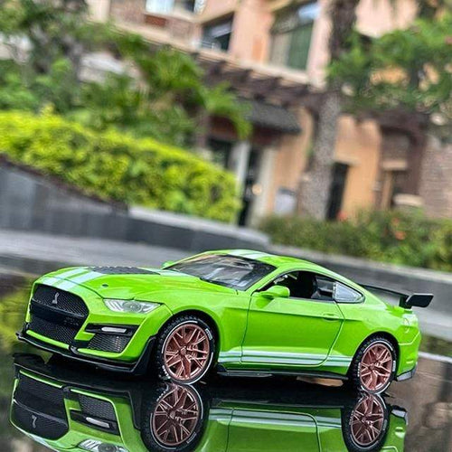 Planet Gates Green 1/32 Simulation Ford Mustang Shelby GT500 Model Car Boy Alloy Sound and Light Pull Back Boy Toy Car Gift Collection Decoration