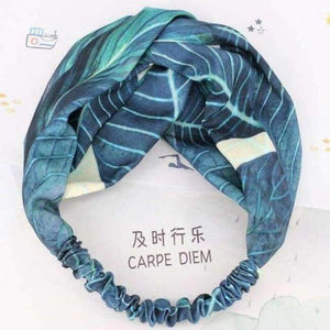 Planet Gates Green 1 COKK Wide Flower Hair Band Headband Hair Accessories For Women Girls Leaf Print Headband Vintage Cross Hairband Lady Hair Scarf