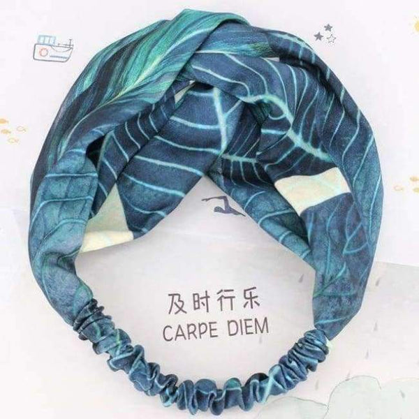 Planet Gates Green 1 COKK Wide Flower Hair Band Headband Hair Accessories For Women Girls Leaf Print Headband Vintage Cross Hairband Lady Hair Scarf