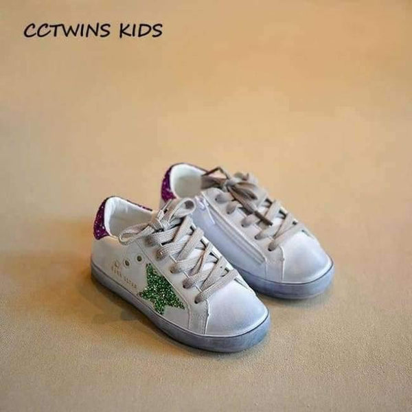 Planet Gates Green / 11 Toddler Fashion Sport Lace-Up Shoe Baby Girl Kid Glitter Sneaker Children Pu Leather Breathable Trainer F1830