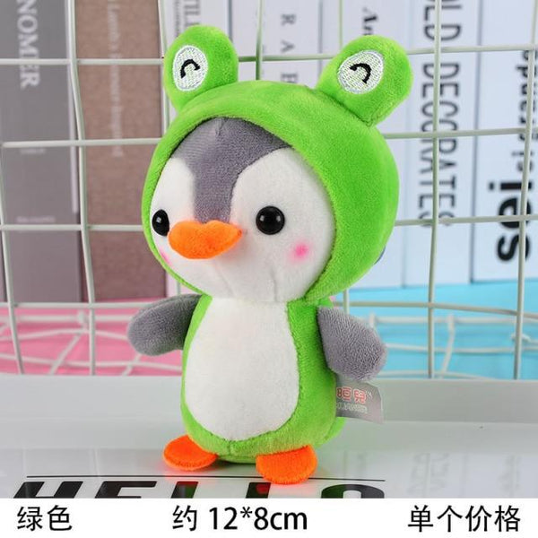 Planet Gates Green 12CM Cute Penguin Stuffed Plush Animal Pendant Keychain Doll Stroller Toys For Children Kids Small Mini Plush Toys Baby Gifts
