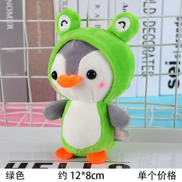 Planet Gates Green 12CM Penguin Stuffed Plush Animal Pendant Keychain Doll Stroller Toys For Children Kids Small Mini Plush Toys Baby Xmas Gift