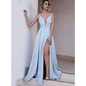 Planet Gates Green / 16 V-neck A-line Bridesmaid Dresses 2018 Simple Spaghetti Straps Blue New Party Gowns Robe De Soiree Prom Dress Custom Made