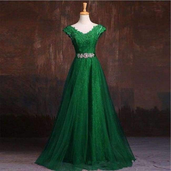 Planet Gates green / 2 Sleeveless Lace Formal Dress Blue Evening Dress A-Line Prom Party Dress Solid Crystal Evening Gowns Vestido de Festa