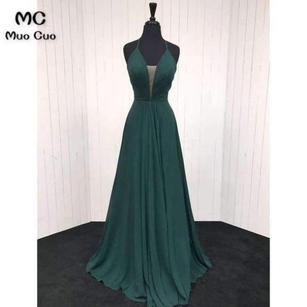 Planet Gates Green / 2 Teal Wedding Party Dress Deep V-Neck Spaghetti Straps Chiffon Pleat Prom Bridesmaid Dresses for women