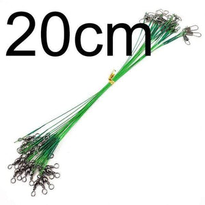 Planet Gates green 20cm 20 pcs Anti Bite Steel Fishing Line Steel Wire Leader With Swivel Fishing Accessory Lead Core Leash Fishing Wire 15CM to 25CM