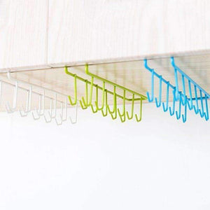 Planet Gates Зелени 2 бр. 12 куки, желязна висяща поставка за тенджери, тиган, закачалка за чаши, кухненска помощна за съхранение, кука, поставка за съдове за готвене, органайзер за закачалка за кърпи