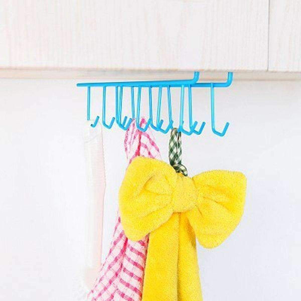 Planet Gates Зелени 2 бр. 12 куки, желязна висяща поставка за тенджери, тиган, закачалка за чаши, кухненска помощна за съхранение, кука, поставка за съдове за готвене, органайзер за закачалка за кърпи