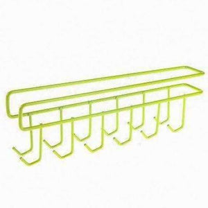 Planet Gates Зелени 2 бр. 12 куки, желязна висяща поставка за тенджери, тиган, закачалка за чаши, кухненска помощна за съхранение, кука, поставка за съдове за готвене, органайзер за закачалка за кърпи