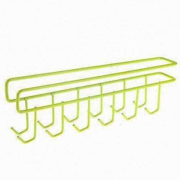 Planet Gates Green 2Pc 12 Hooks Iron Hanging Pot Holder Pan Mug Cup Hanger Kitchen Storage Utility Cookware Hook Rack Holder Towel Hanger Organizer