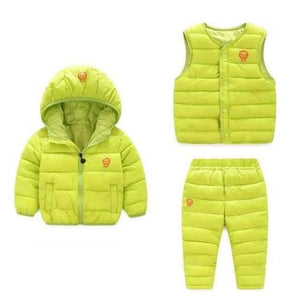 Planet Gates green / 2T Winter Kids Clothing Sets Warm Duck Down Jackets Clothing Sets Baby Girls & Baby Boys Down suit 3pcs Coats Vest Pants Overcoat