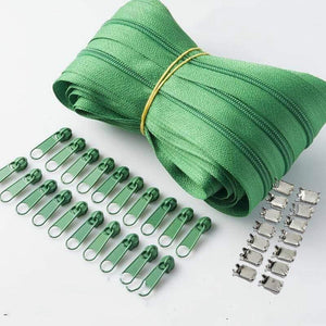 Planet Gates green / 3# / 10M20PCSilder10Stopp Meetee 10/20M Nylon 3# Coil Zipper With Slider & Stopper For Quilt Bags Tent Invisible Clothing Zip Sewing Crafts Accessories