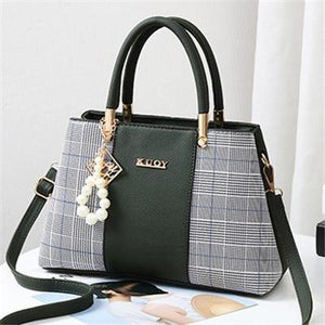 Planet Gates Green / (30cm<Max Length<50cm) PU Leather Large Capacity Woman Handbag Grid Shoulder Bag Fashion Casual Luxury Designer Crossbody Women Handbags