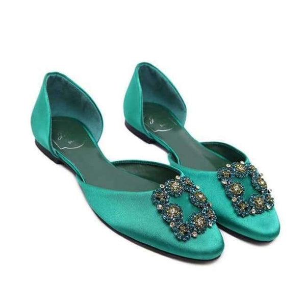 Planet Gates Green / 35 HTUUA 2018 New Arrival Women Flats Spring Summer Silk Crystal Fashion Ballerina Ballet Flat Shoes Slip On Work Shoes SX1043