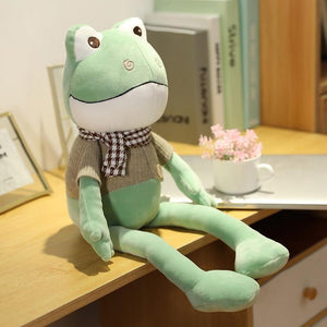 Kawii 38cm-90cm Funny Long Legs Frog With Scarf Plush Toys Soft Stuffed Cartoon Animals Doll Kids Accompany Boys Best Gifts