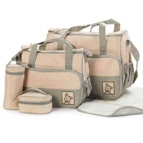 Planet Gates Green 39*28.5*17CM 5pcs Baby Diaper Bag Suits For Mom Baby Bottle Holder Mother  Stroller Maternity Nappy Bags Sets