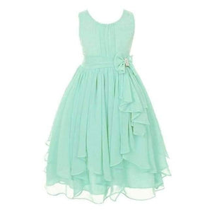 Planet Gates Green / 3T Summer Girls Princess Dress Sleeveless Bowknot Mesh Girls Party Dress 3-14 Years Kids Teenage Girls Clothing