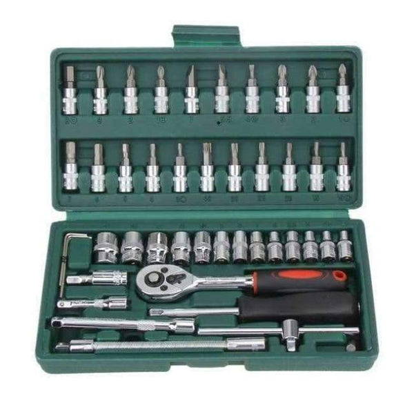 Planet Gates Green / 46Pcs 46 Pcs Spanner Socket Set 1/4-Inch Car Repair Tool Ratchet Torque Wrench Combination Tools Set Auto Repairing hand Tools