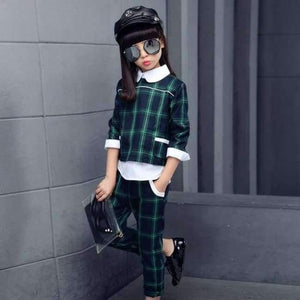 Planet Gates Green / 5 Children Girls clothing sets autumn teenage girls sport suit plaid suit school kids tracksuit for girls clothes two pieces 4~13T