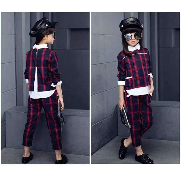 Planet Gates Green / 5 Children Girls clothing sets autumn teenage girls sport suit plaid suit school kids tracksuit for girls clothes two pieces 4~13T