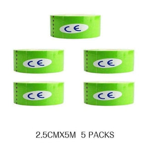 Planet Gates Green 5 Pcs/lot Sport Safety Kinesiology Tape Roll Kinesio Muscle Adhesive Bandage Protective Gear Knee Elbow Brace Suppor 2.5cm*5m