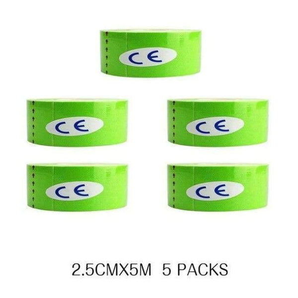 Planet Gates Green 5 Pcs/lot Sport Safety Kinesiology Tape Roll Kinesio Muscle Adhesive Bandage Protective Gear Knee Elbow Brace Suppor 2.5cm*5m