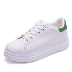 Planet Gates Green / 5 VTOTA Women Platform Shoes Lace-Up White Student Flat Shoes Vulcanized Shoes Spring Autumn Solid Sneakers Casual Shoes H165