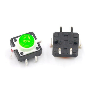Planet Gates Green 5PCS 1 Set 12X12X7.3 Tactile Push Button Switch Momentary Tact LED 5 Color 12X12X7.3mm 12*12*7.3mm DC12V 50mA