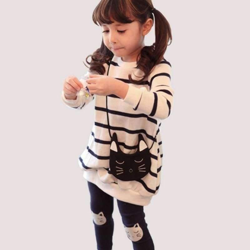 Planet Gates Green / 6 Autumn Winter Girls Clothes Set Teenage Girls Clothing Sets Strip T-Shirt+Pant 2pcs Kids Girl Sport Suit Children Clothes